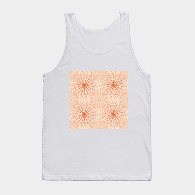 Bright Orange Abstract Mandala Pattern Tank Top by DeneboArt